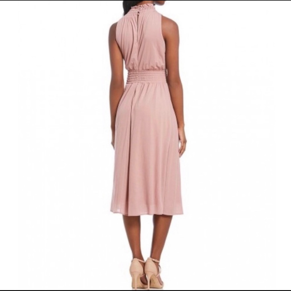Gianni Bini Tessa Deco Rose Knit Sleeveless Smocked Neck Dress